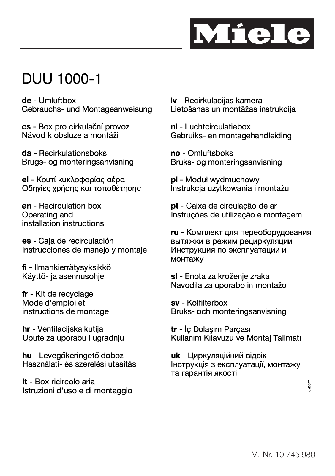 Miele DUU 1000-1 User Manual