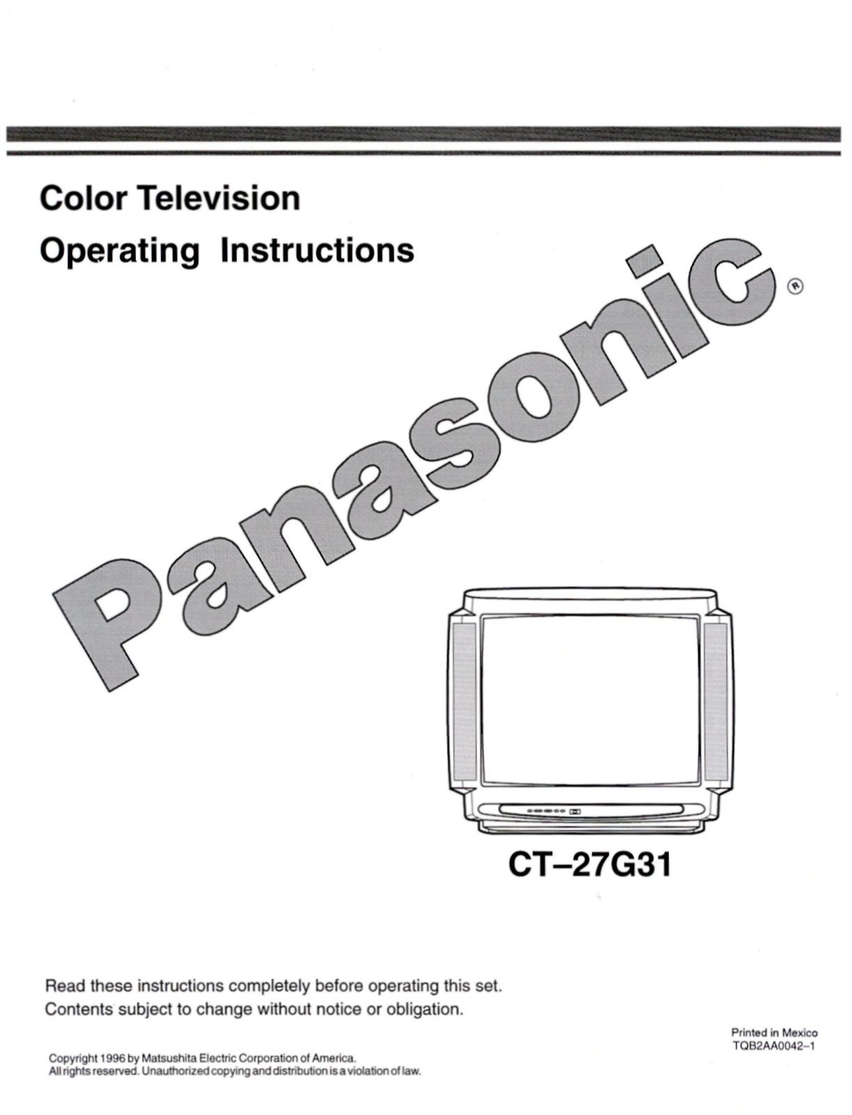 Panasonic CT-27G31U User Manual