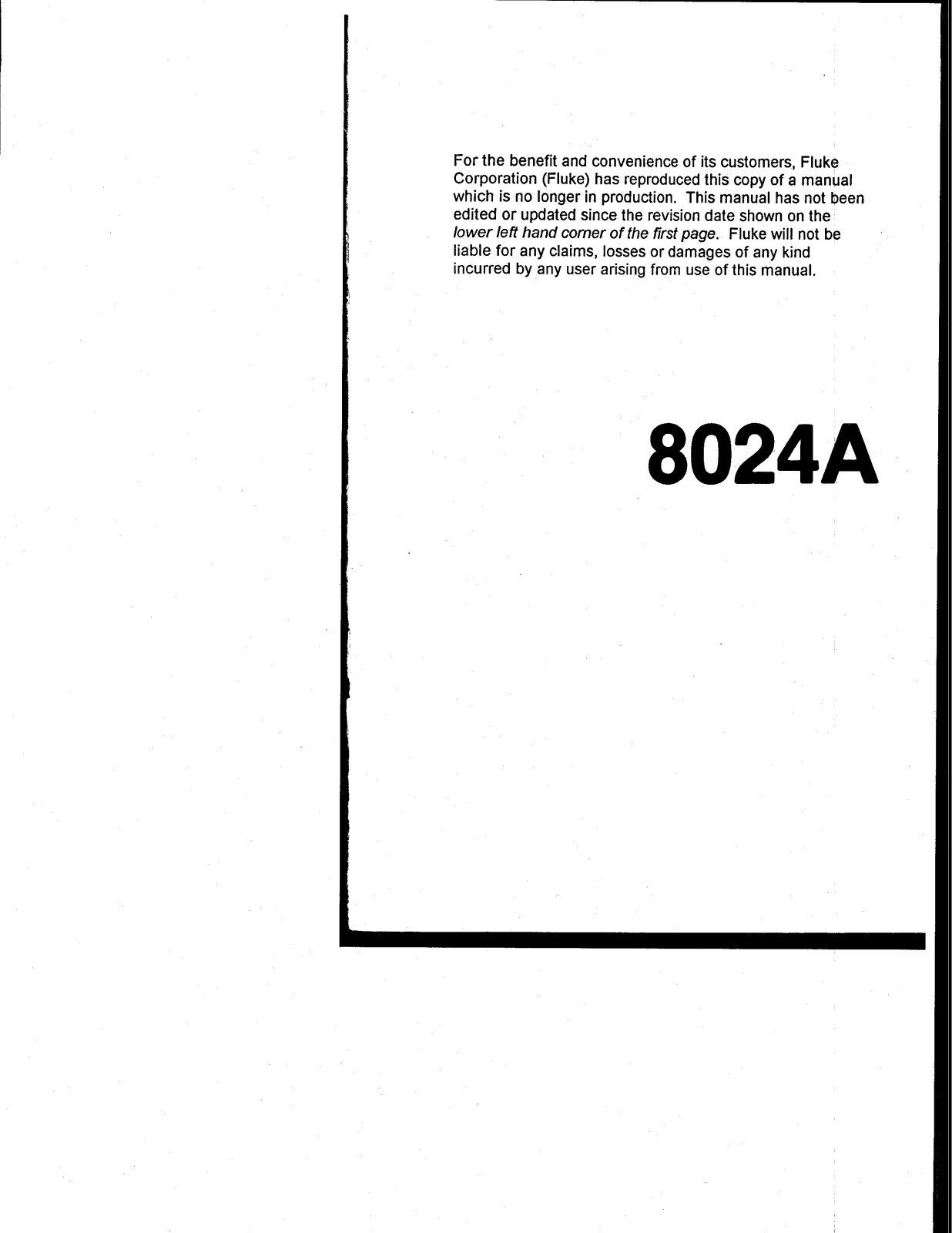 Fluke 8024A Service manual
