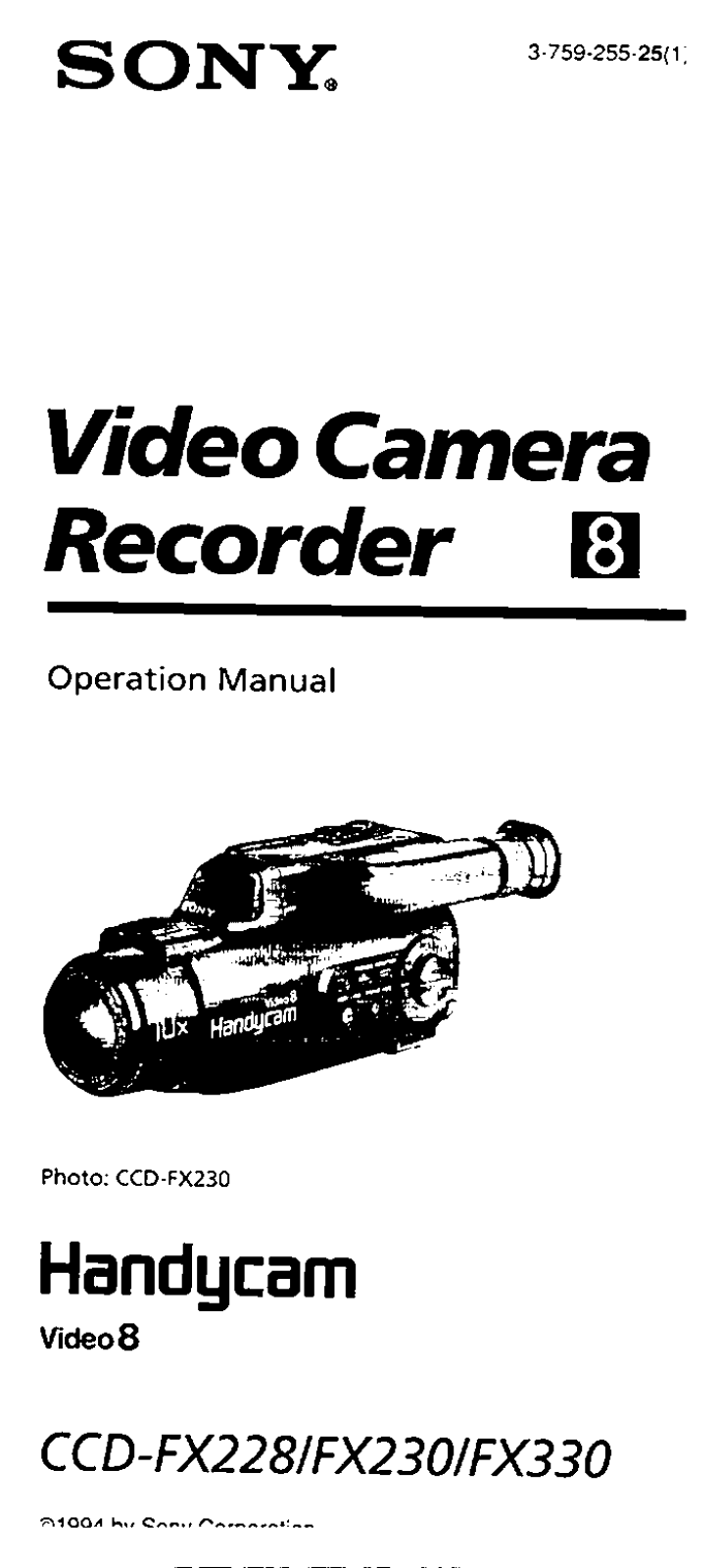 Sony CCD-FX228, CCD-FX230, CCD-FX330 Operating Instruction