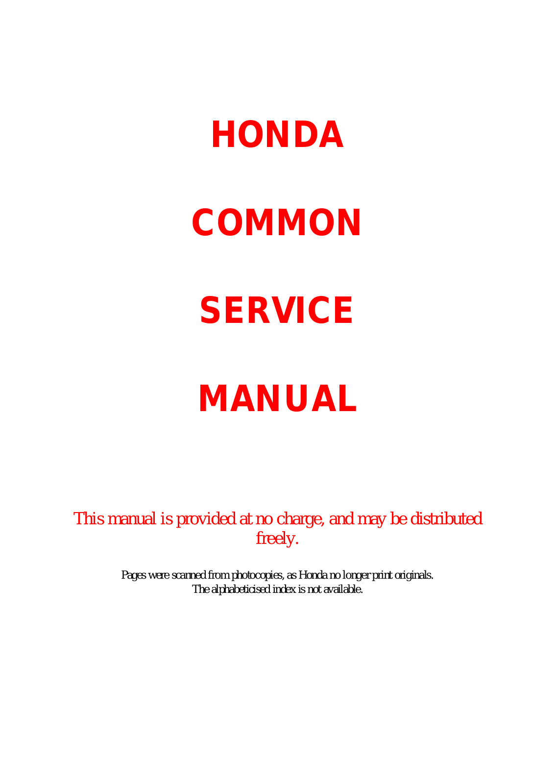 Honda common Service Manual