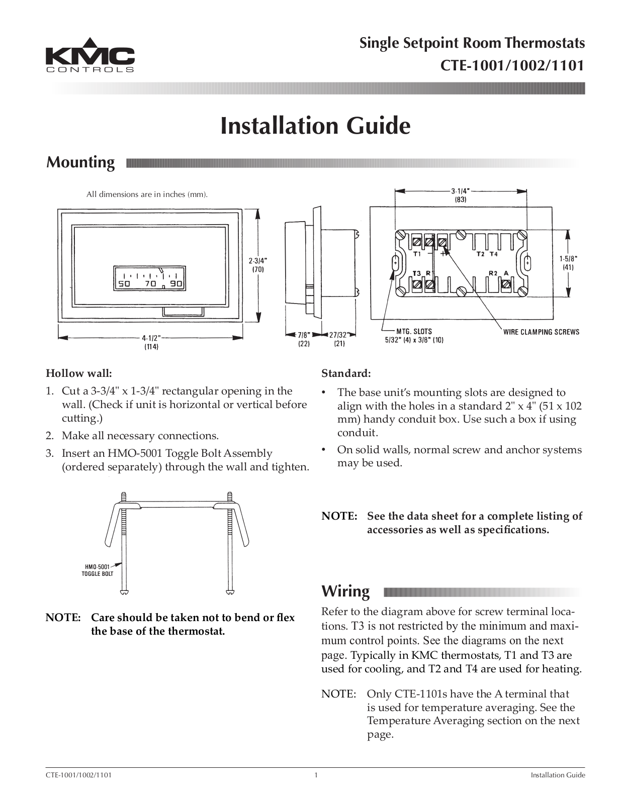 KMC Controls CTE-1101 User Manual