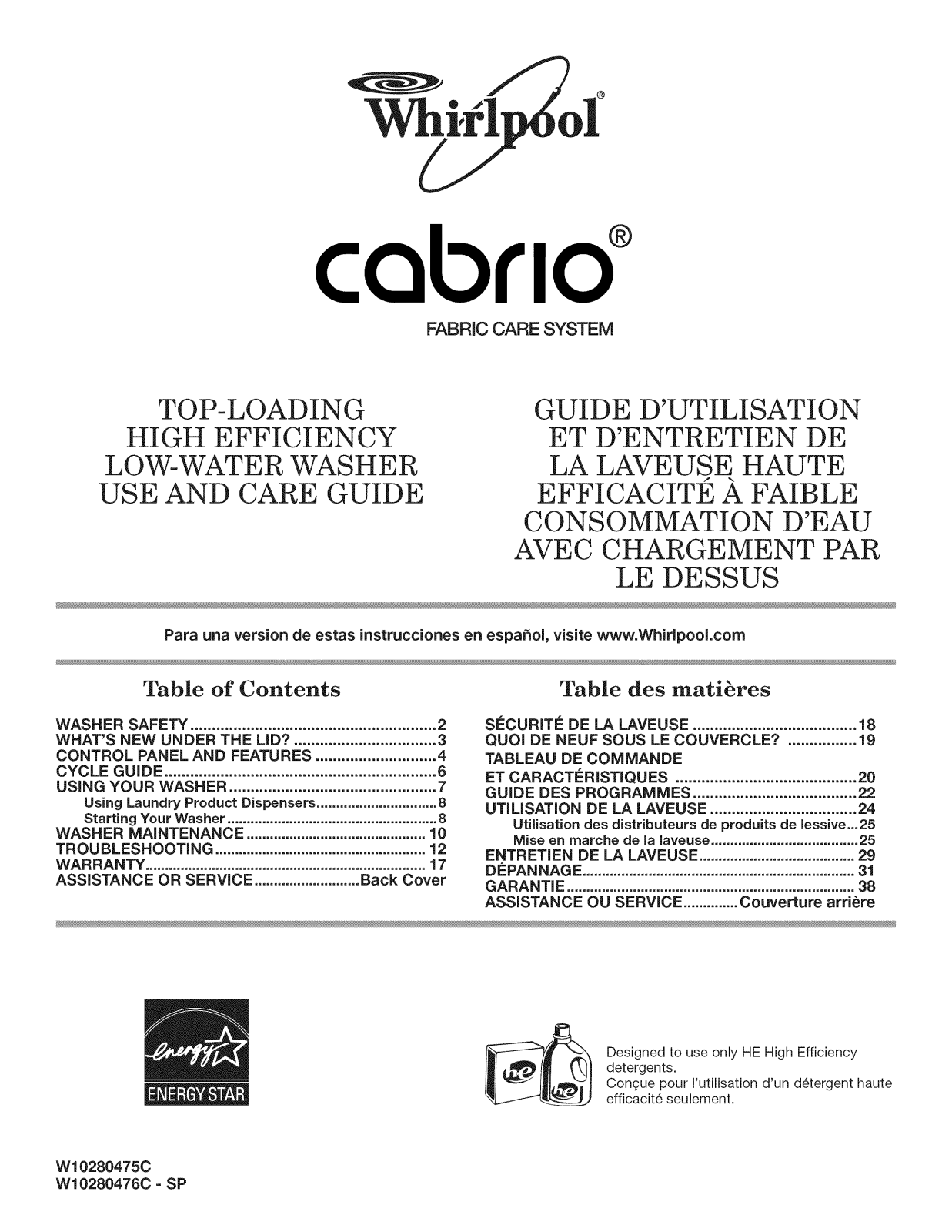 Whirlpool WTW5700XW0, WTW5640XW0, WTW5700XW2, WTW5700XW1, WTW5700XL2 Owner’s Manual