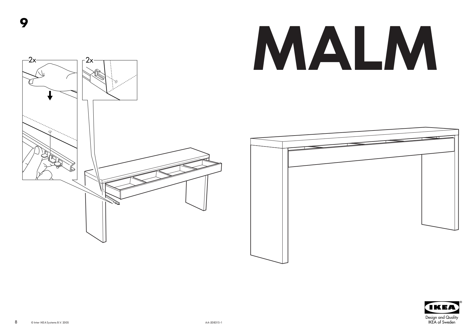 IKEA MALM DRESSING TABLE 75X17 Assembly Instruction