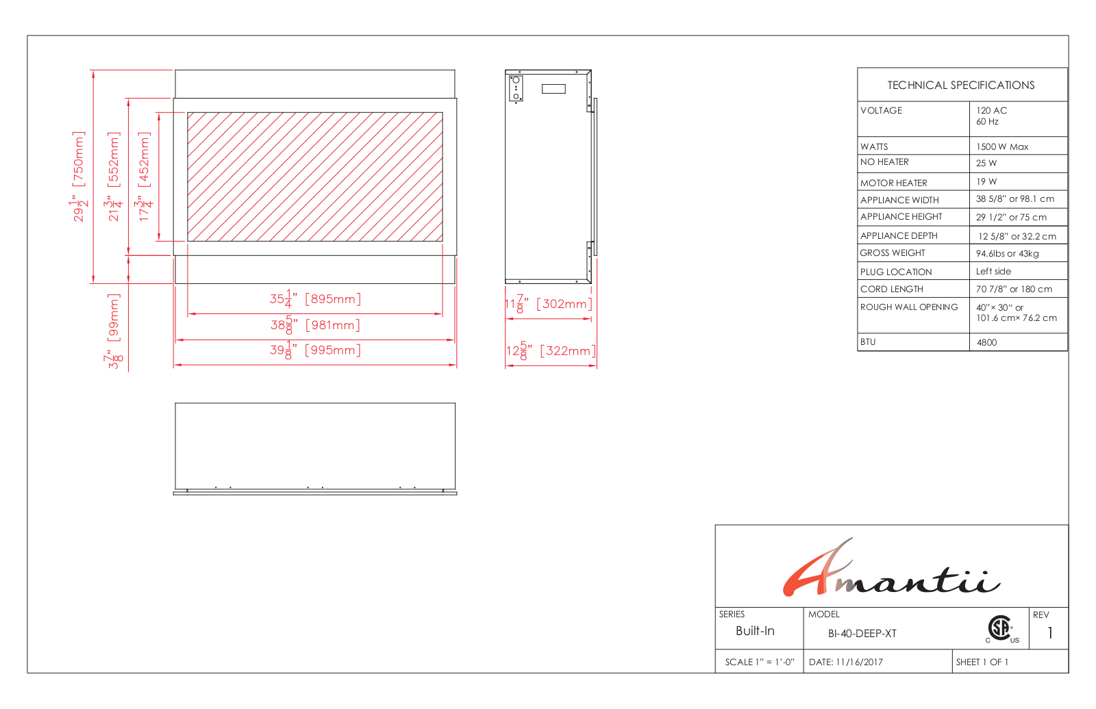 Amantii BI40DEEPXT Specifications