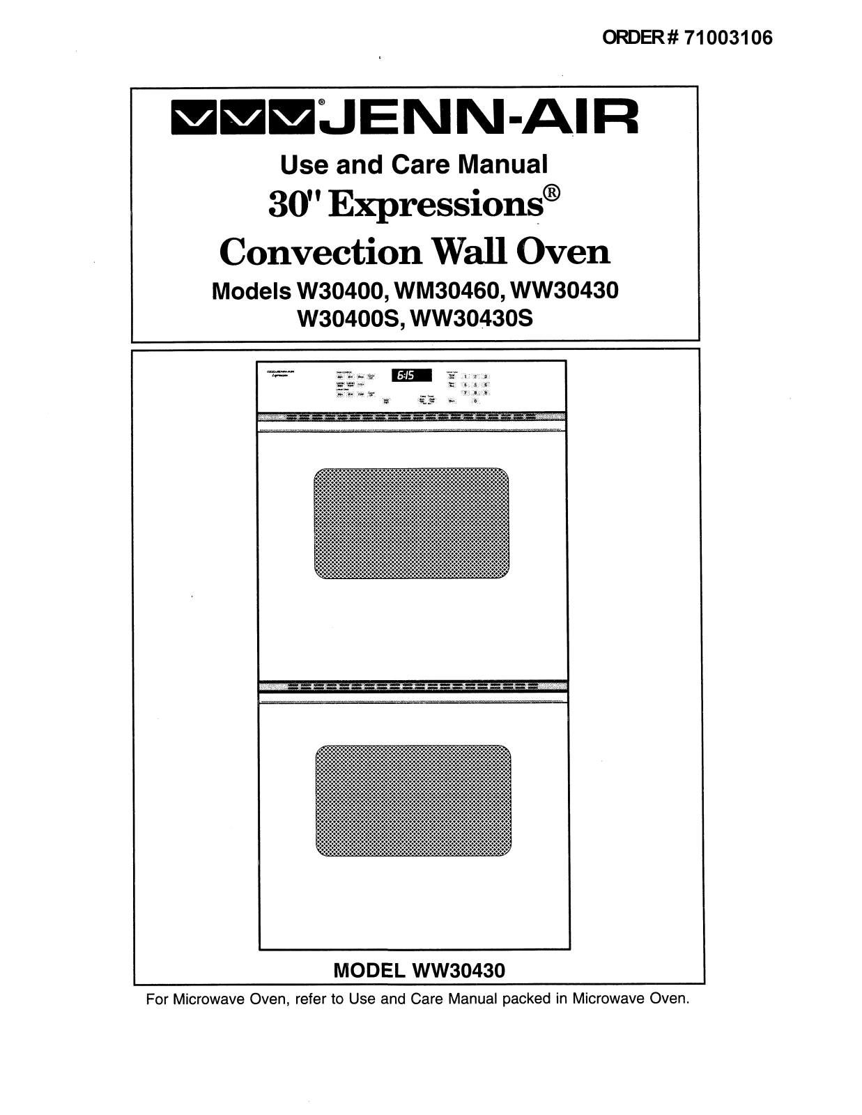 Jenn-Air WM30460 User Manual