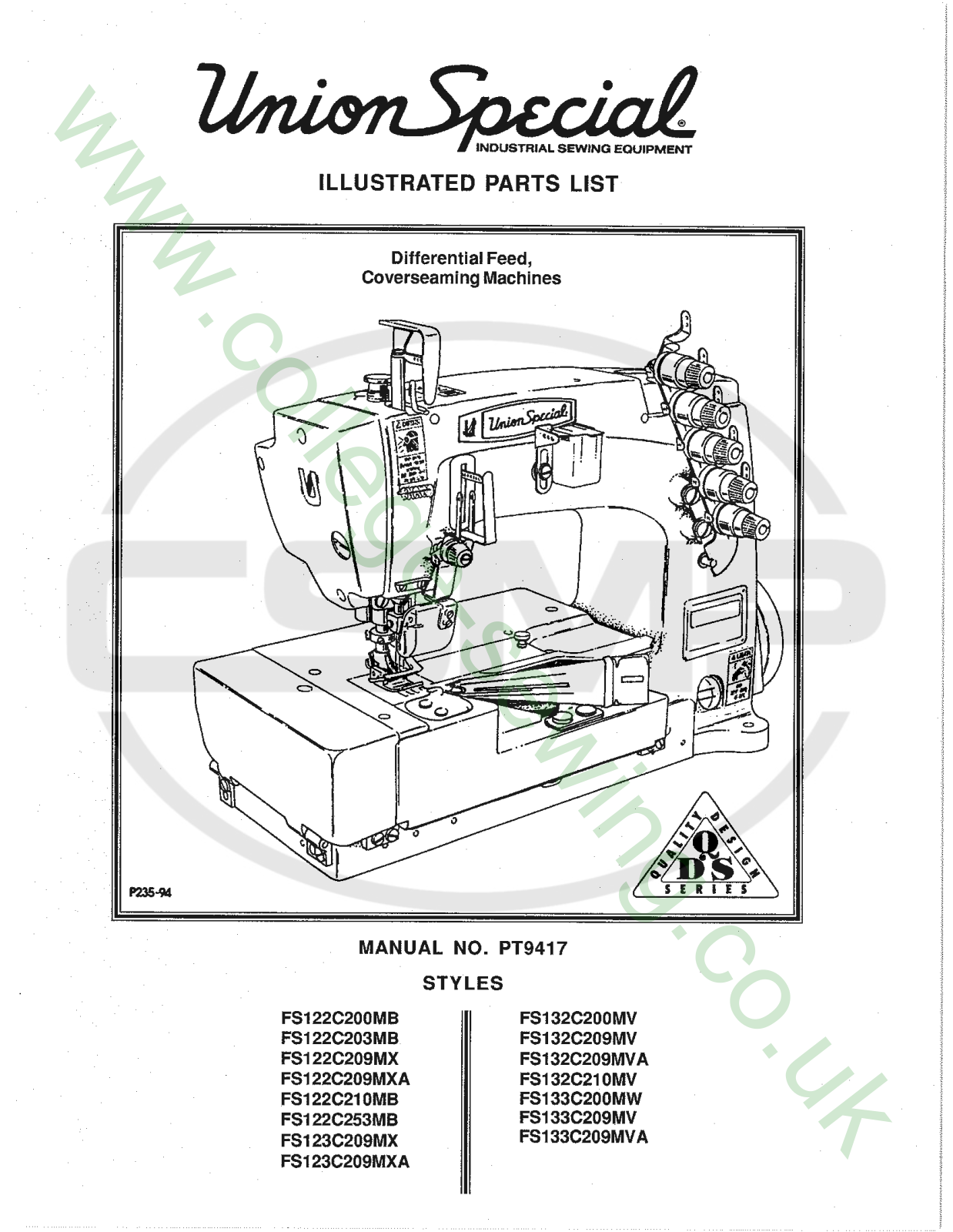 Union Special PT9417 Parts Book