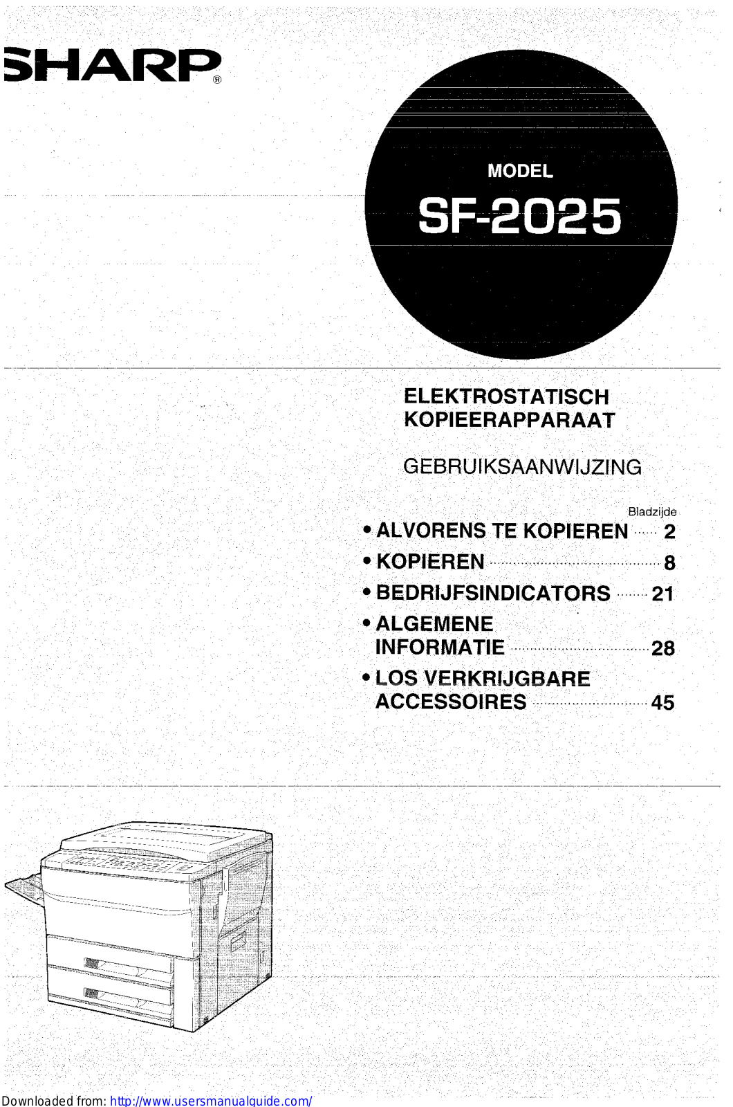 SHARP SF-2025 User Manual