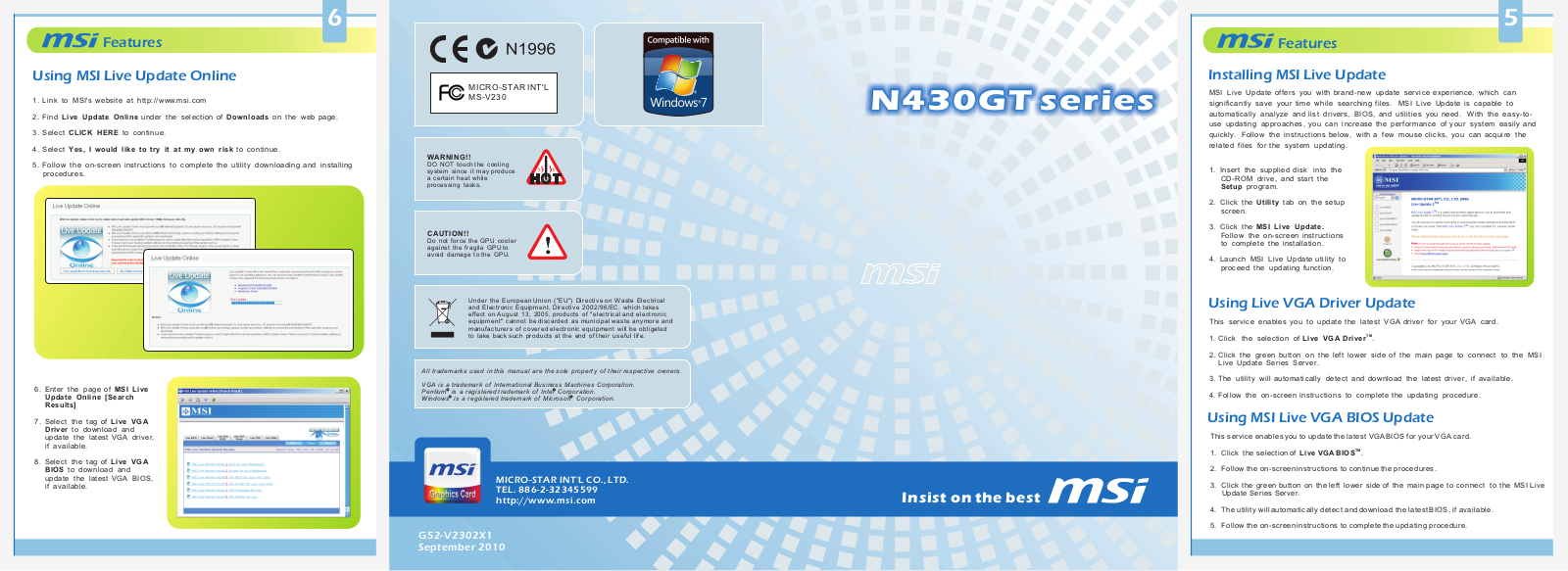 MSI N430GT-MD1GD3-OC-TF, N430GT-MD1GD3-OC-LP Owner's Manual