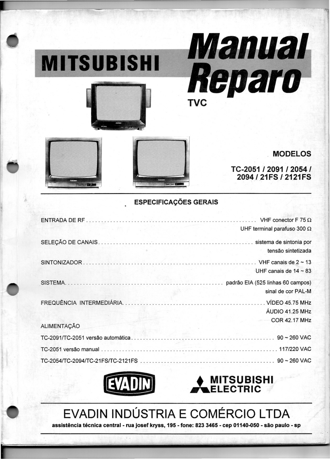 Mitsubishi TC-2050, TC-2051, TC-2091, TC-2054, TC-2094 Schematic