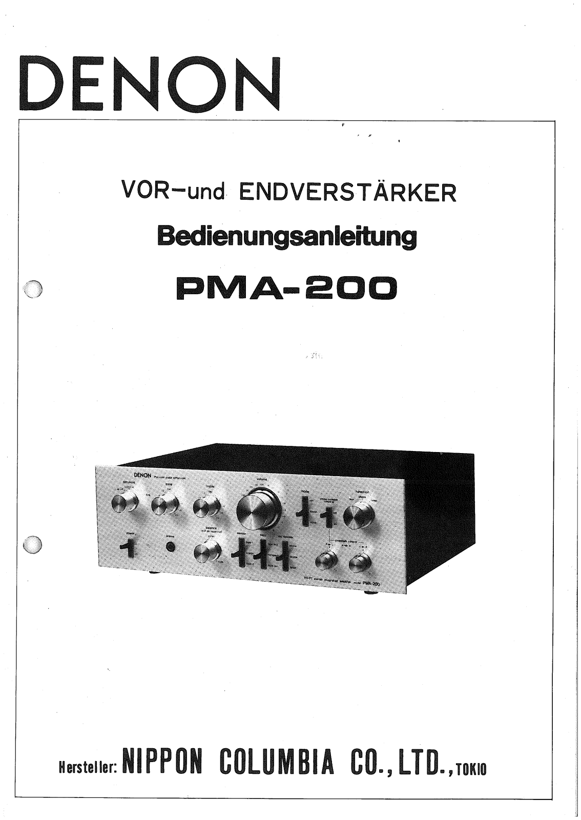 Denon PMA-200 Owner's Manual