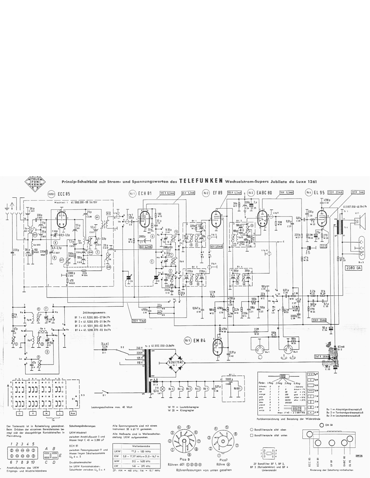 Telefunken Jubilate-Luxe-1261 Schematic