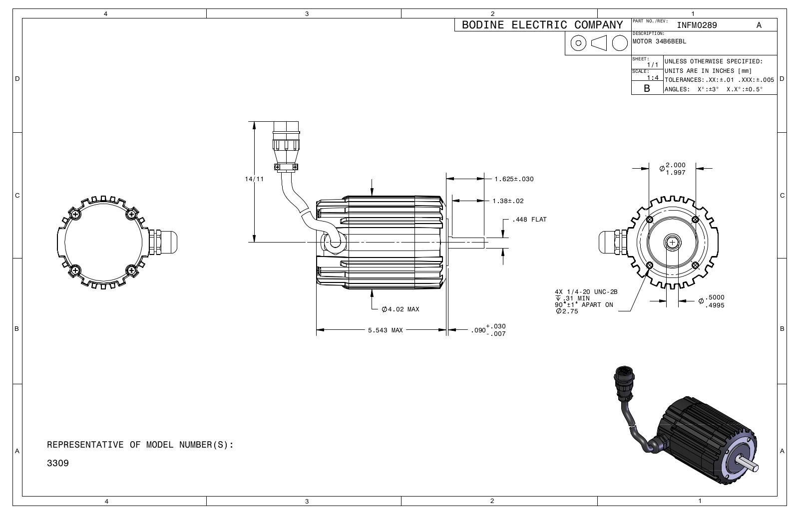 Bodine 3309 Reference Drawing