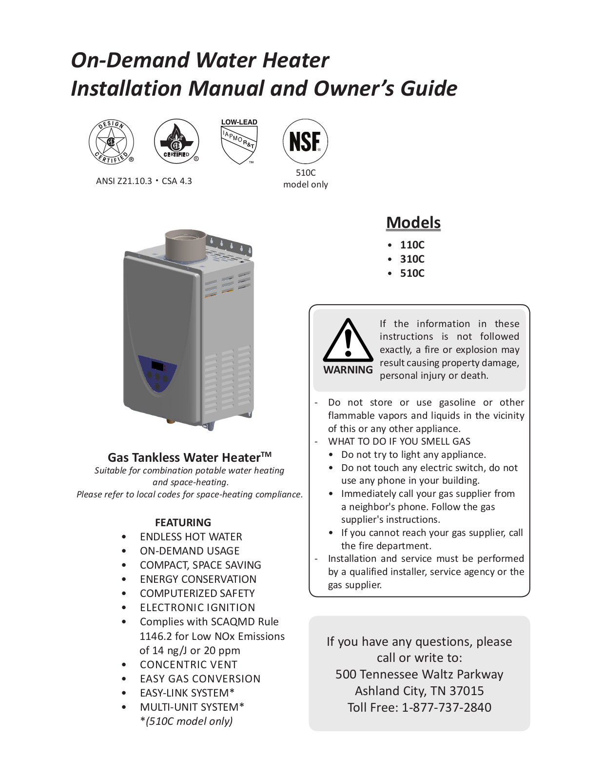 A.O. Smith ATI-110C-N, ATI-310C-N, ATI-510C-N Installation Manual