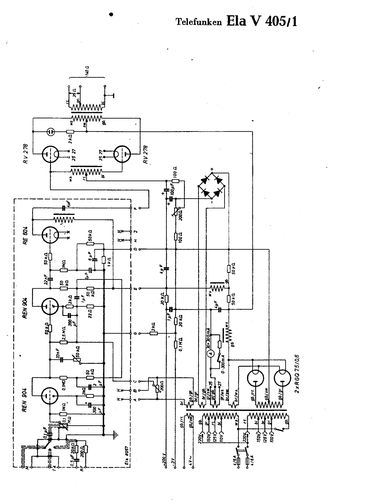 Telefunken Ela V405 Cirquit Diagram