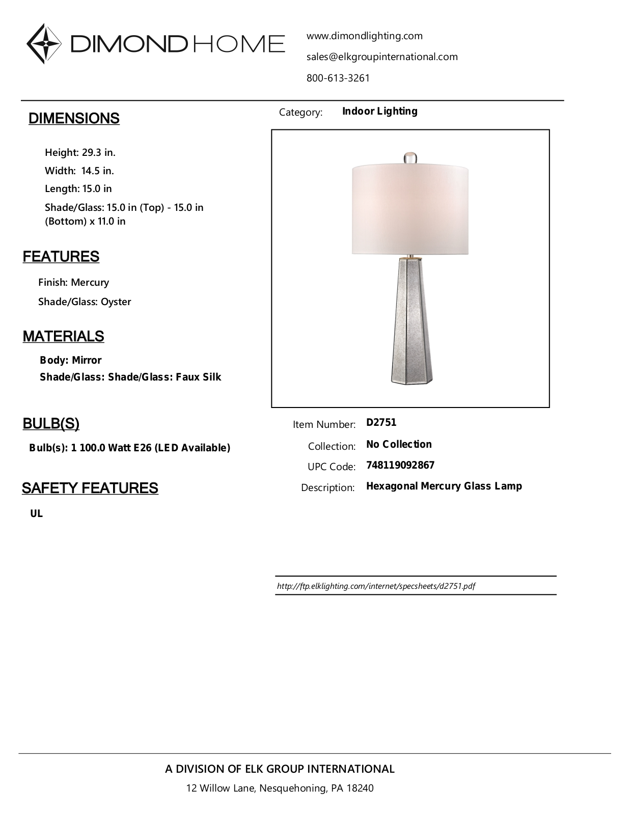 ELK Home D2751 User Manual