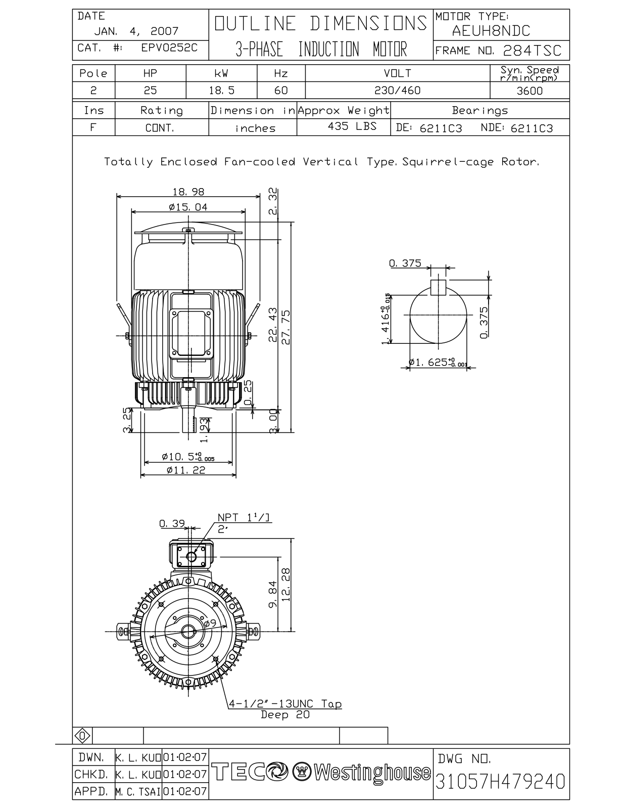 Teco EPV0252C Reference Drawing