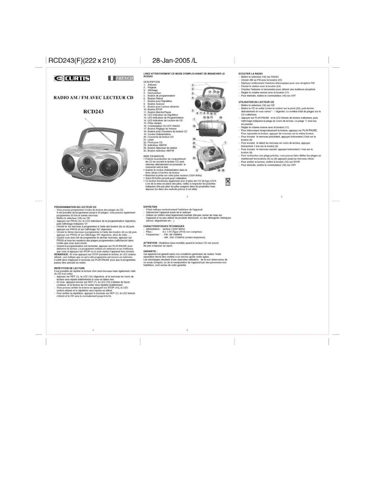 CURTIS RCD243 User Manual