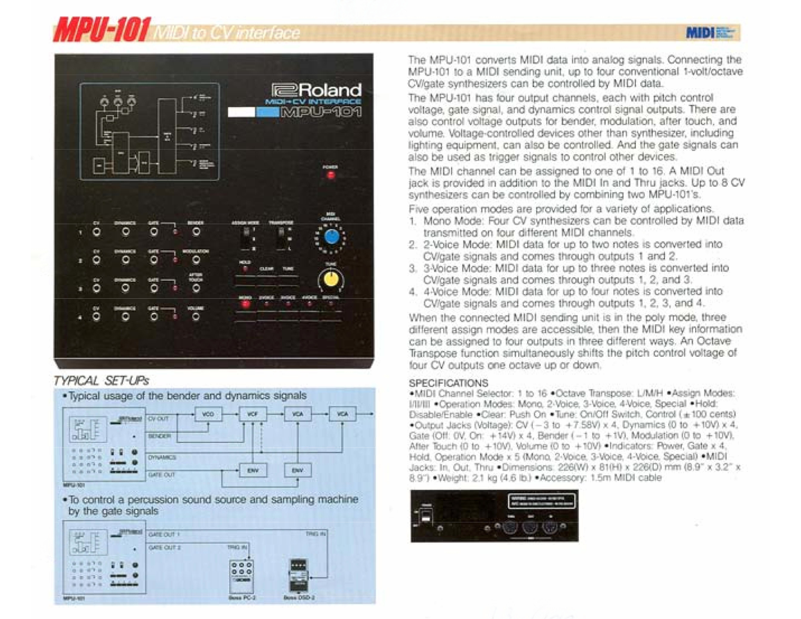 Roland Corporation MPU-101 User's Manual