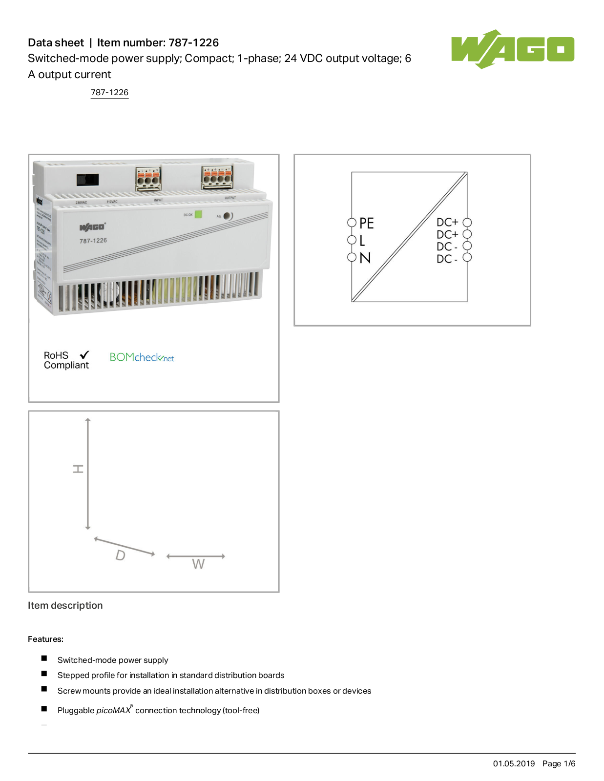 Wago 787-1226 Data Sheet