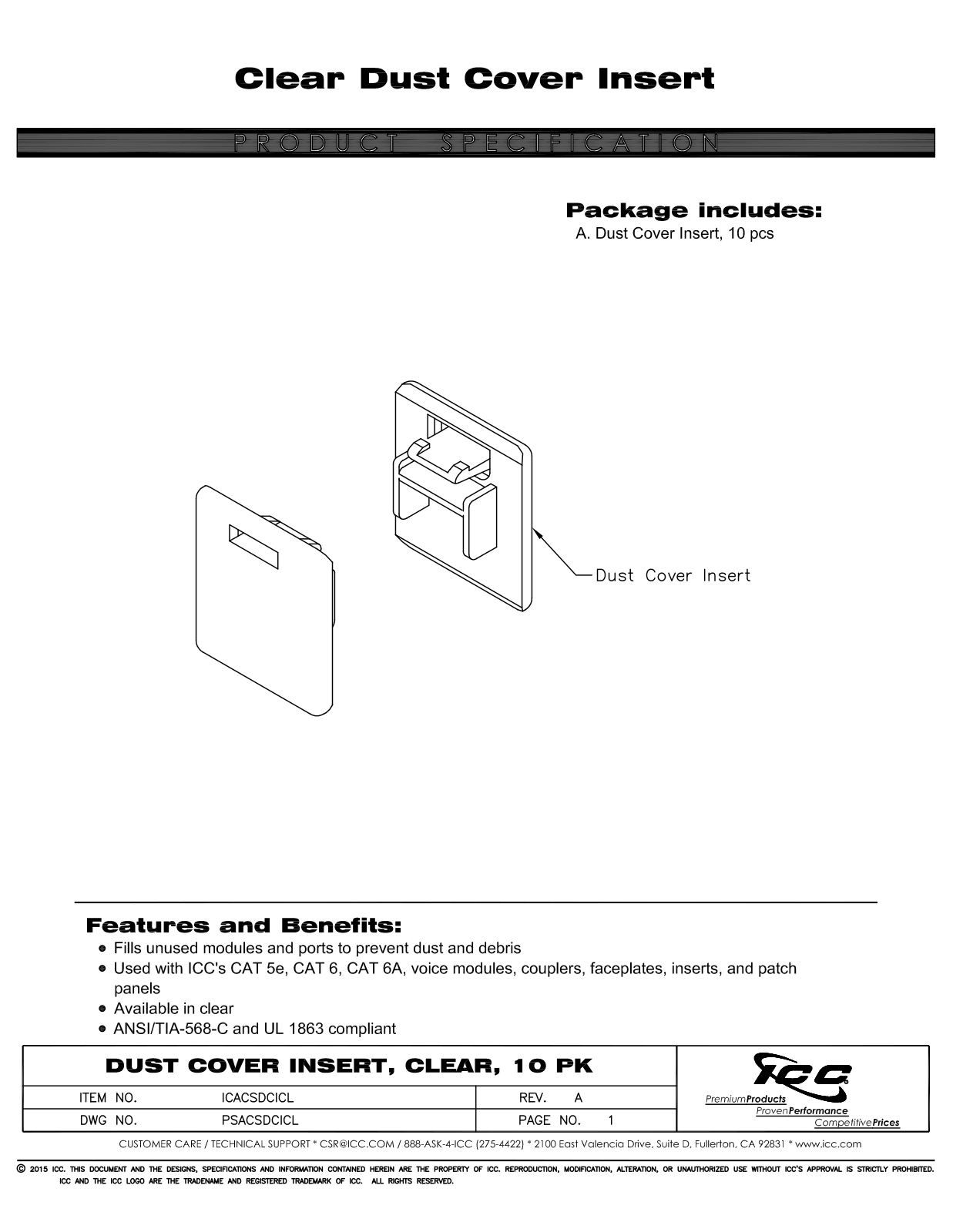 ICC ICACSDCICL Specsheet