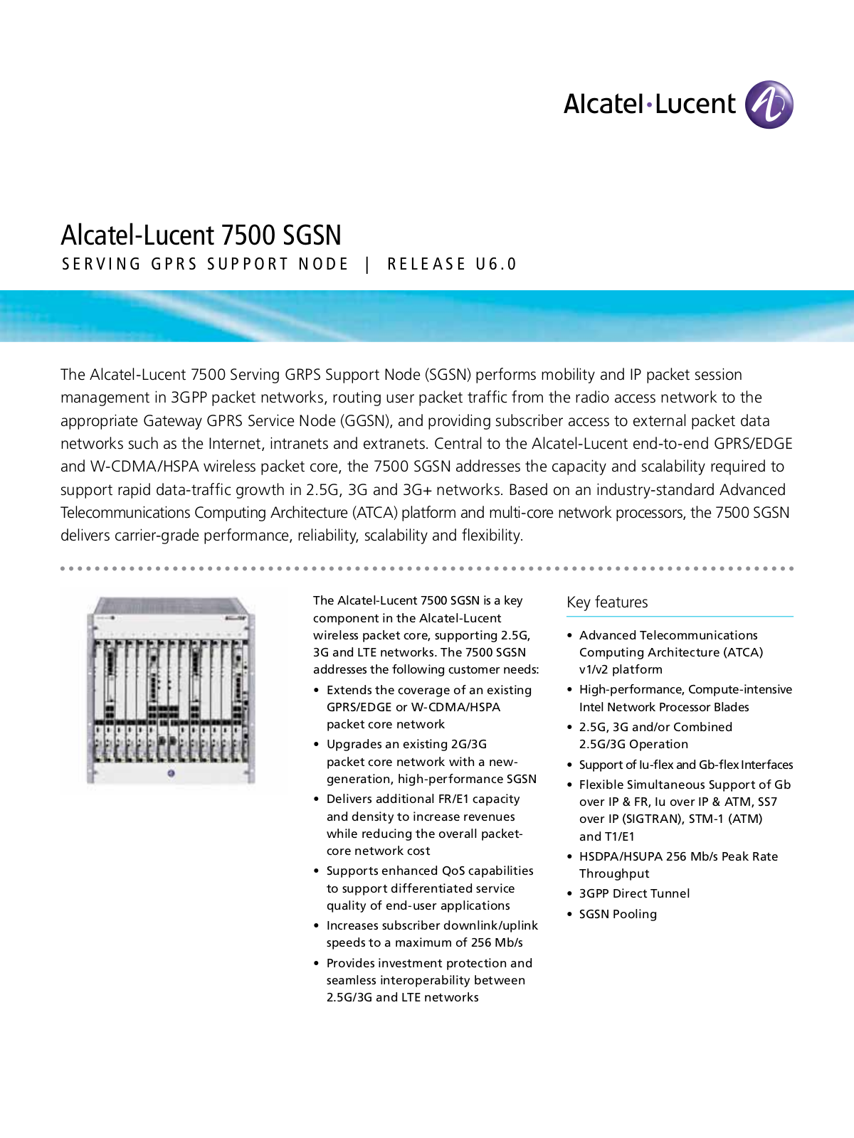 Alcatel-lucent 7500 SGSN DATASHEET