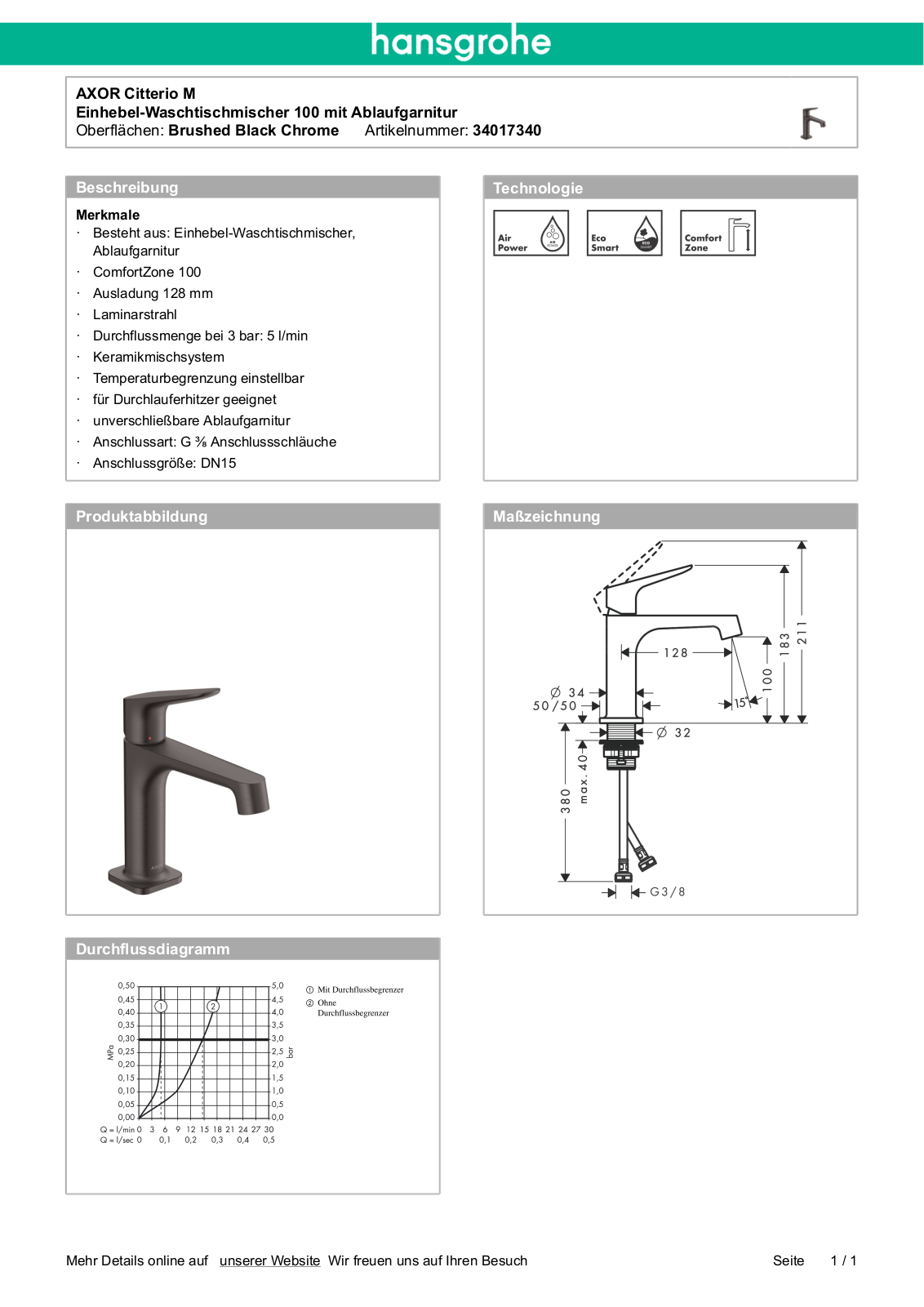 Hansgrohe AXOR 34017340 User Manual