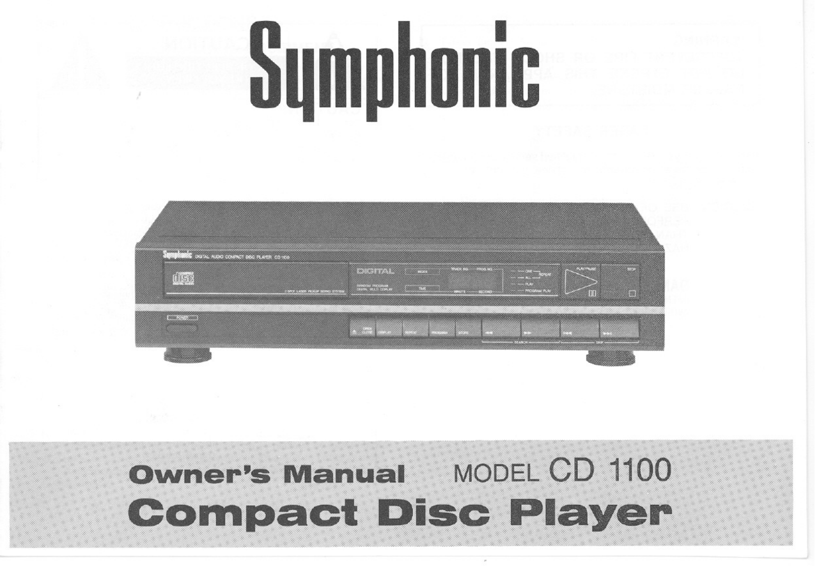 Symphonic CD1100 User Manual