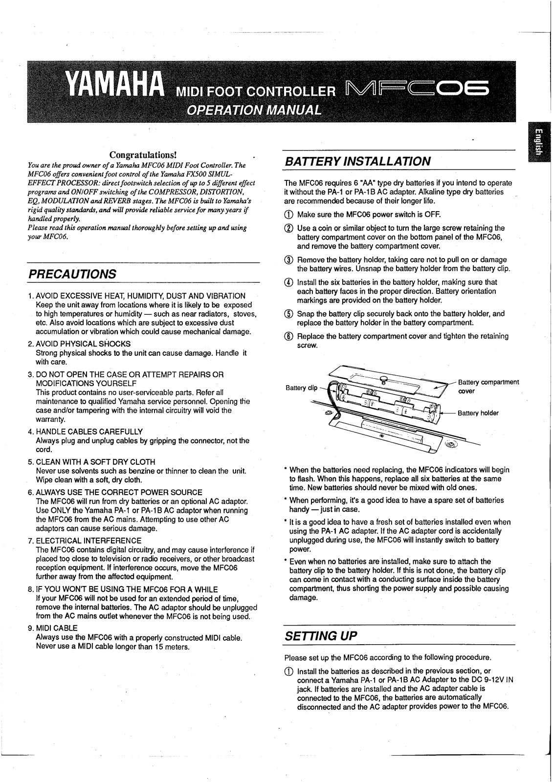 Yamaha MFC06 User Manual