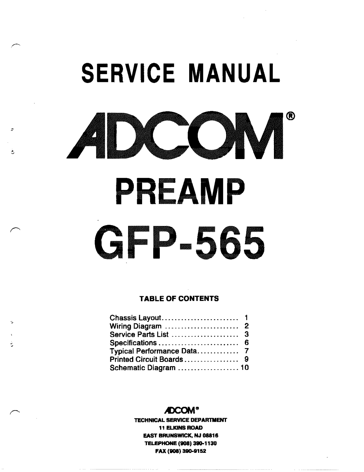 Adcom GFP 565 Schematic