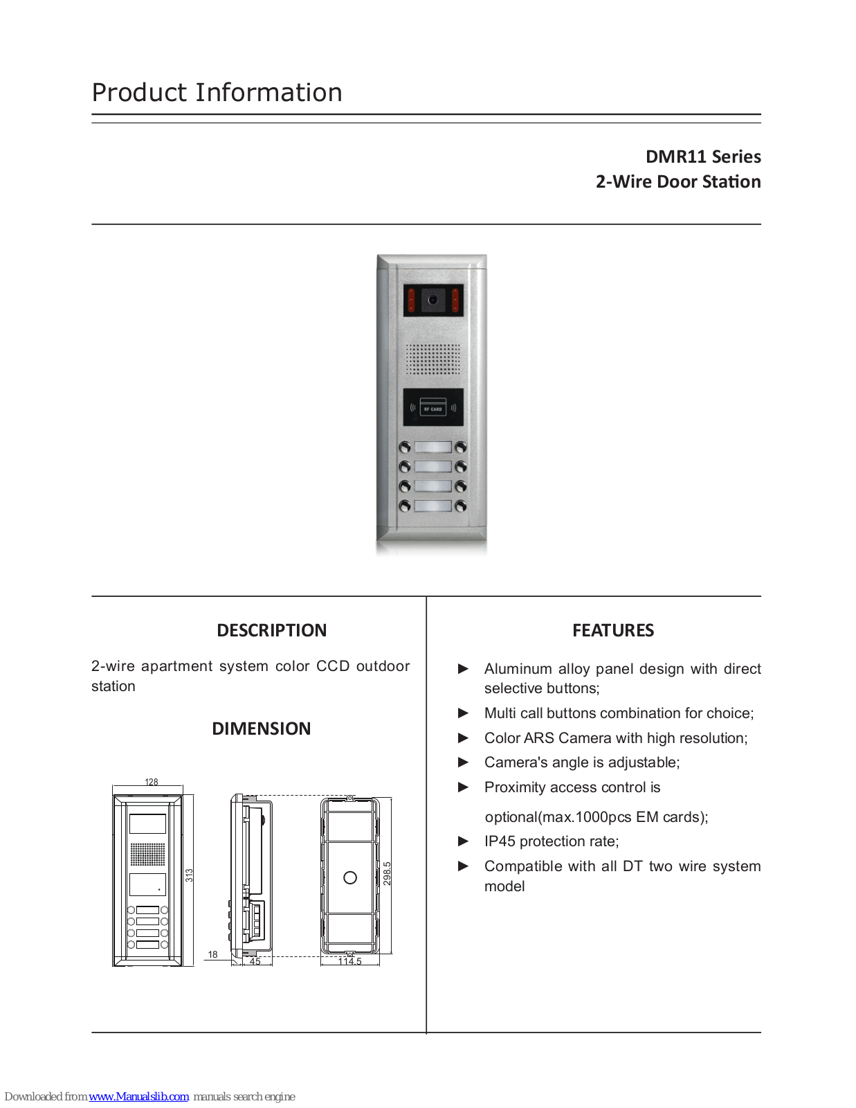 V-Tec DMR11/D8, DMR11/S3, DMR11/S3/ID, DMR11/S4/ID, DMR11/D6/ID Brochure & Specs