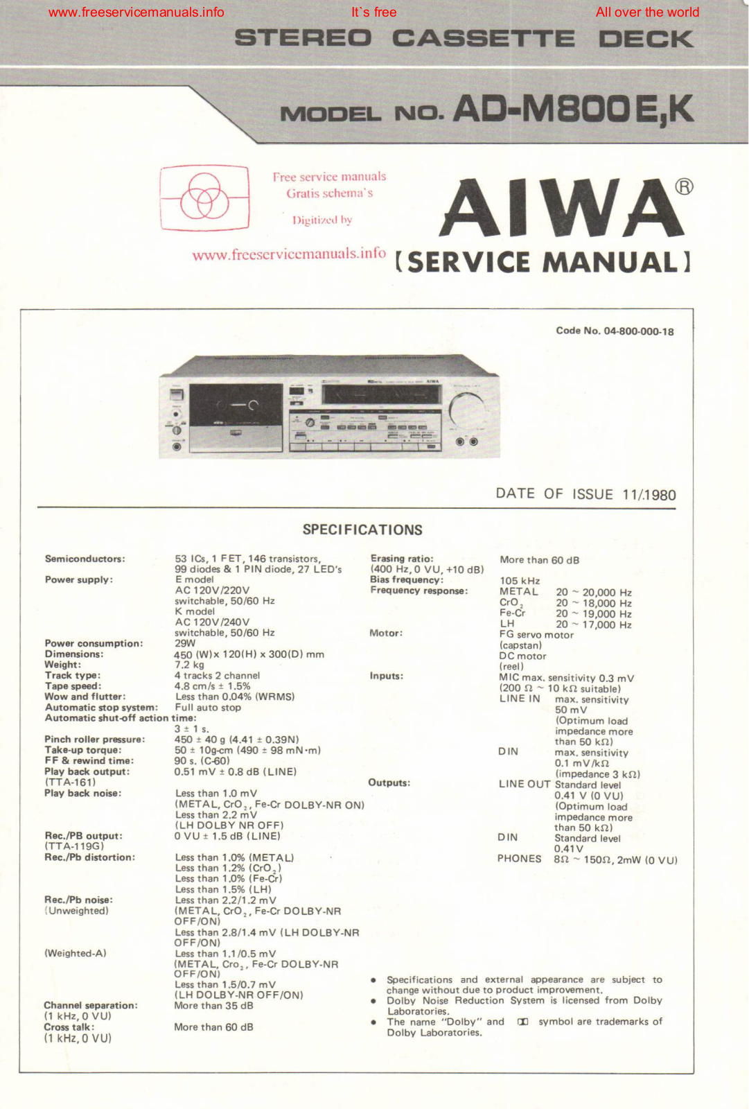 Aiwa AD-M800E Service manual