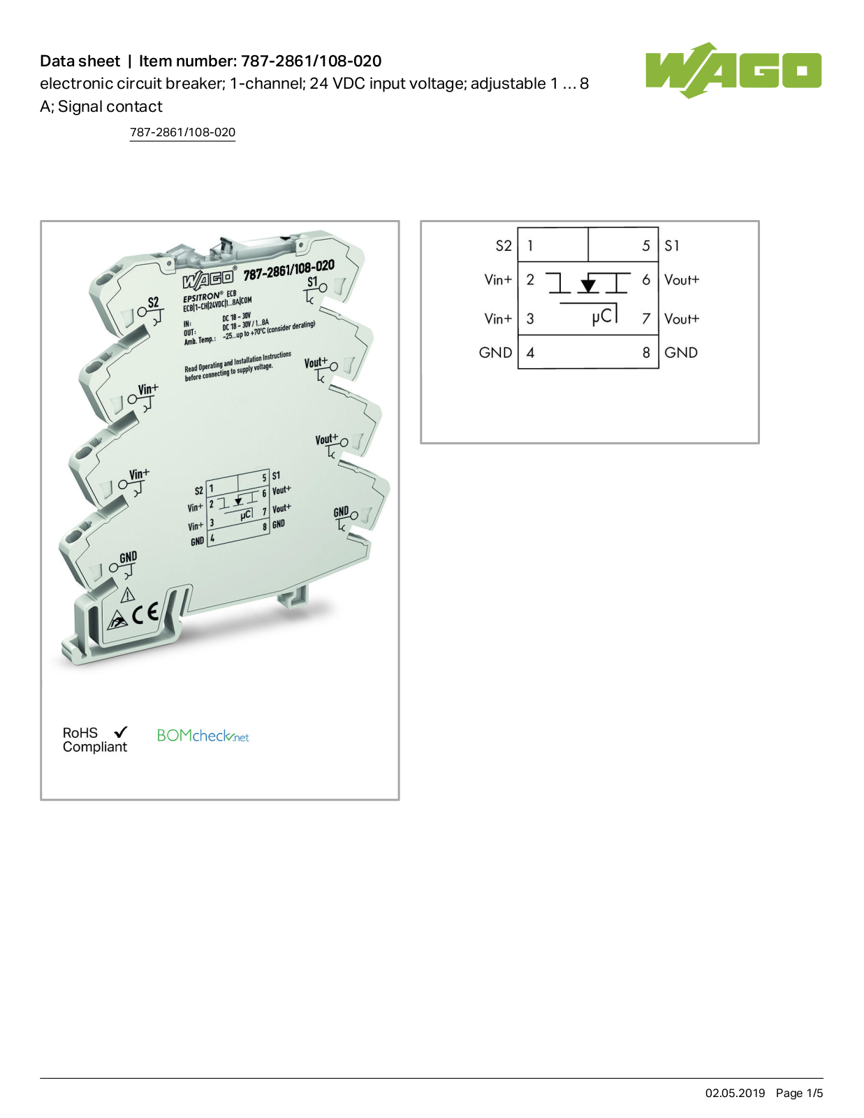 Wago 787-2861/108-020 Data Sheet