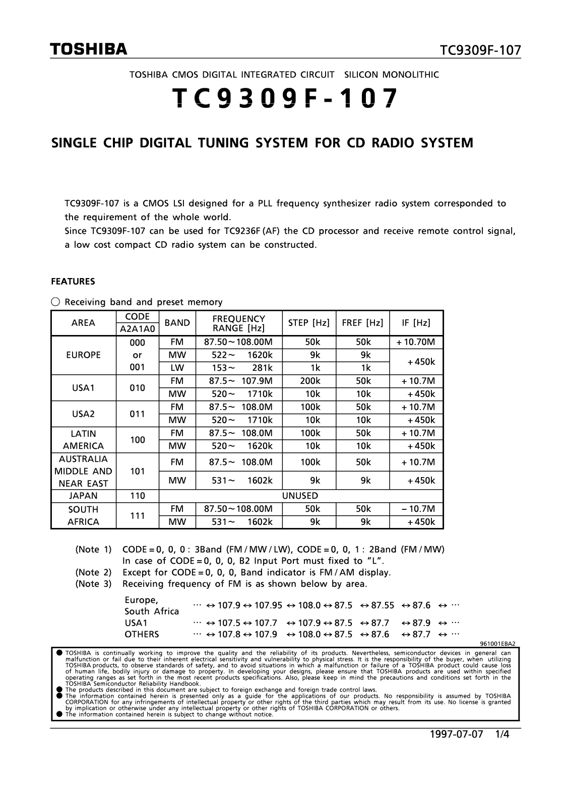 Toshiba TC9309F-107 Datasheet