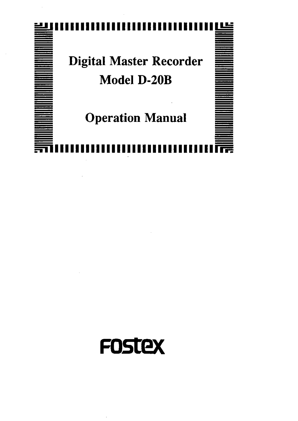 Fostex D-20B User Manual