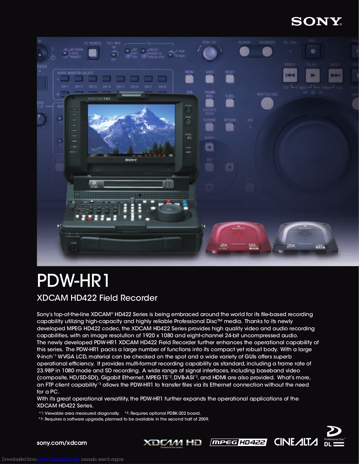 Sony XDCAM PDW-HR1 Brochure