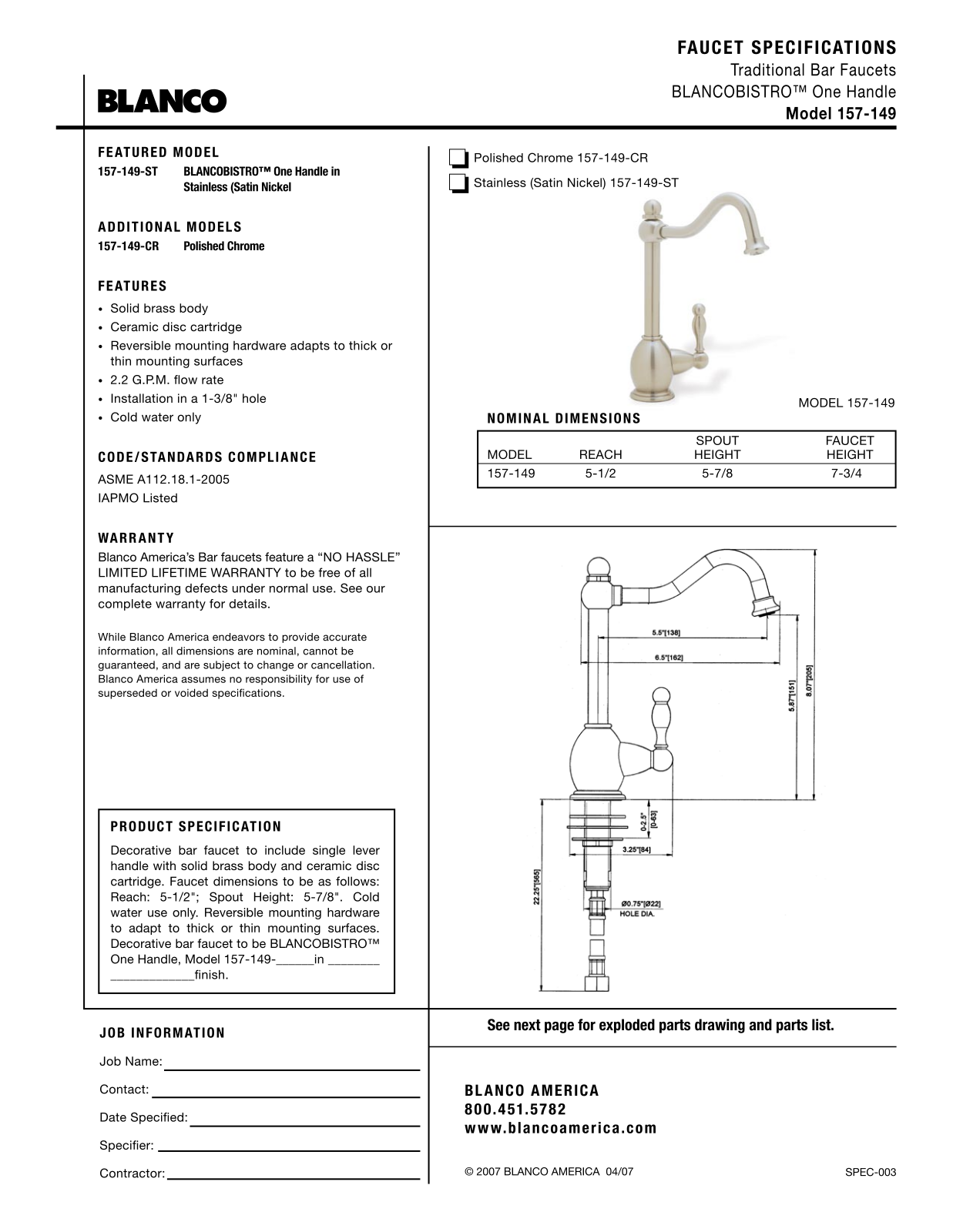 Blanco 157-149 User Manual