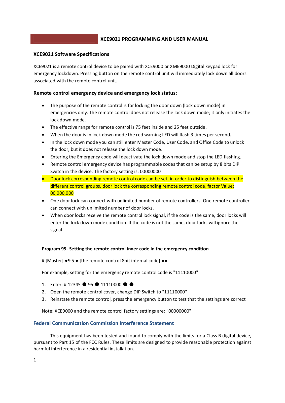 TownSteel XCE9021 Users Manual