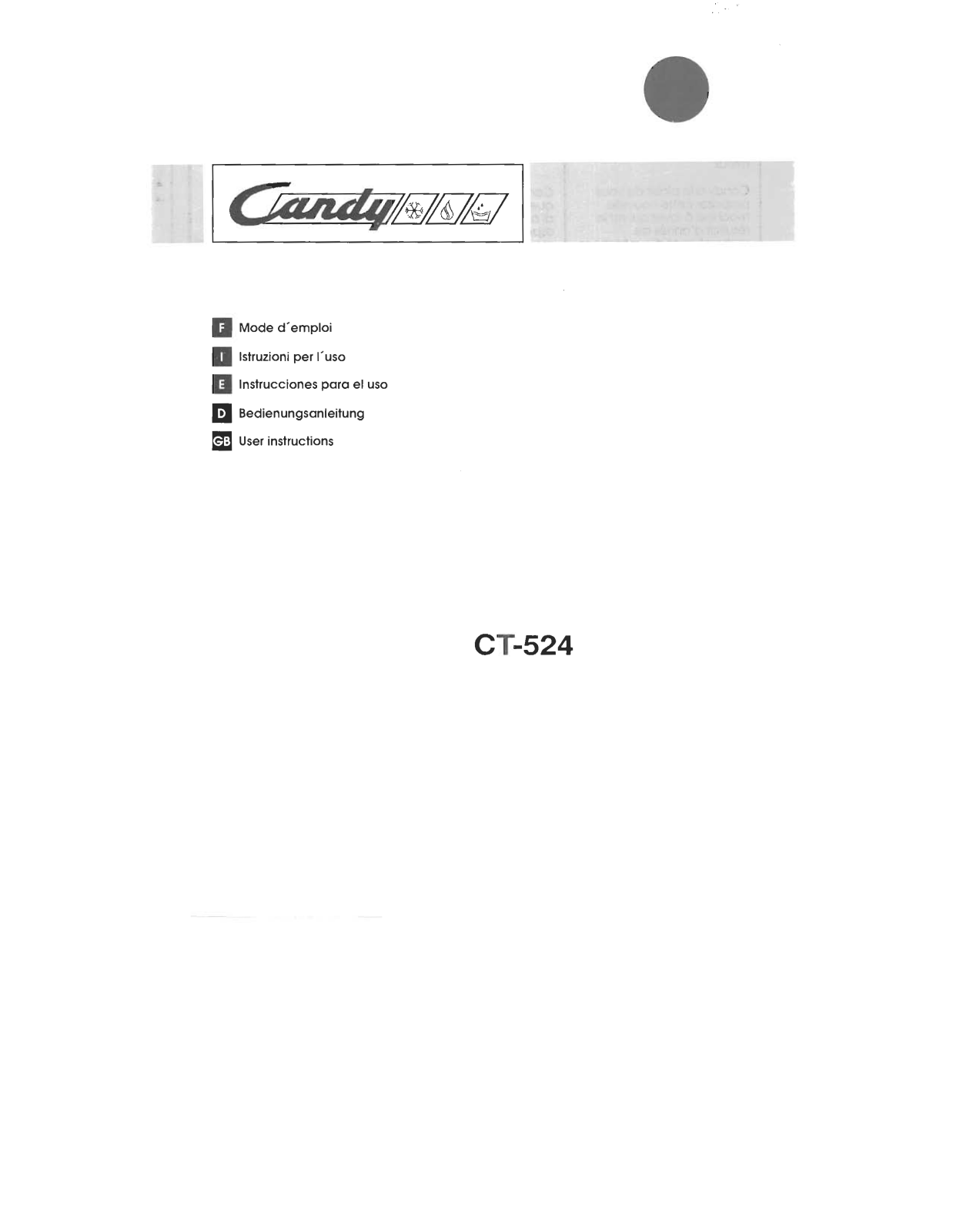 CANDY CT-524 User Manual