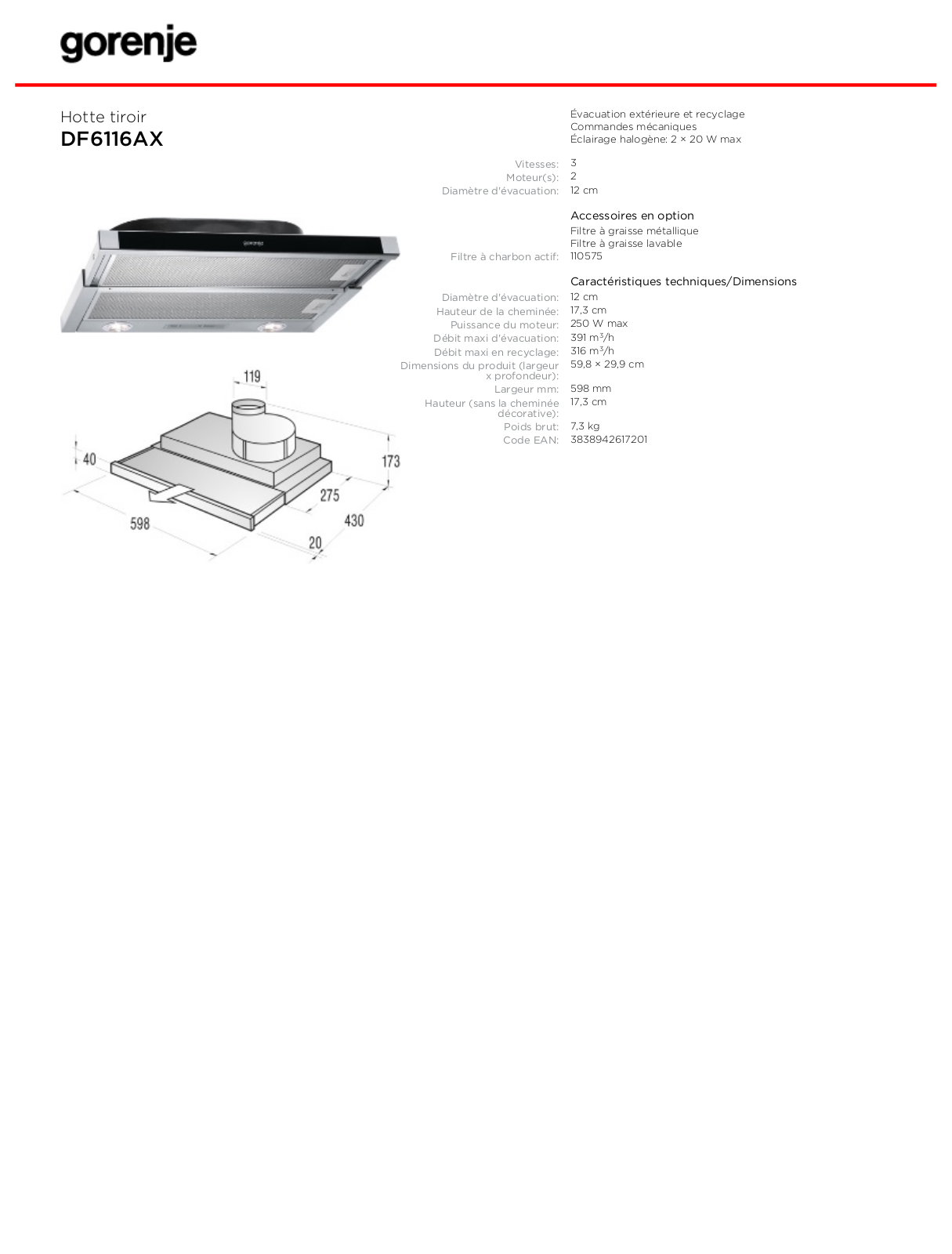 GORENJE DF6116AX User Manual