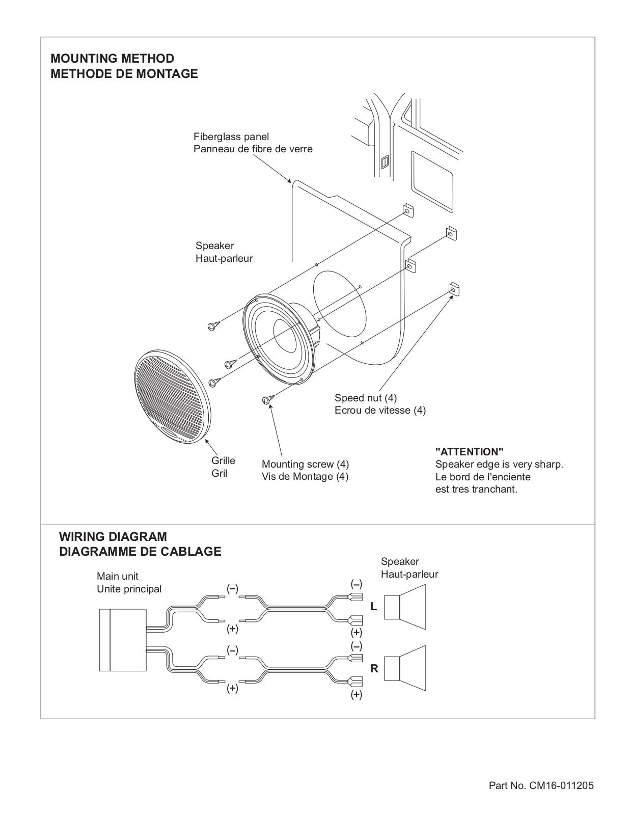 Clarion CM1625 INSTALLATION MANUAL