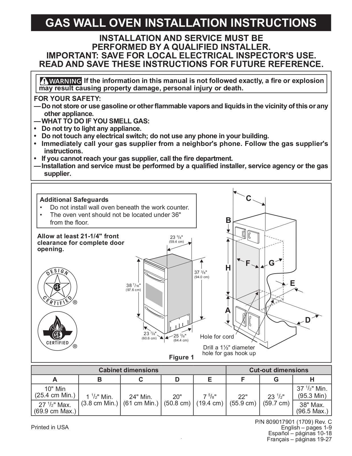 Kenmore 79040303412, 79040309410, 79040309411, 79040309412, 79040299412 Installation Guide