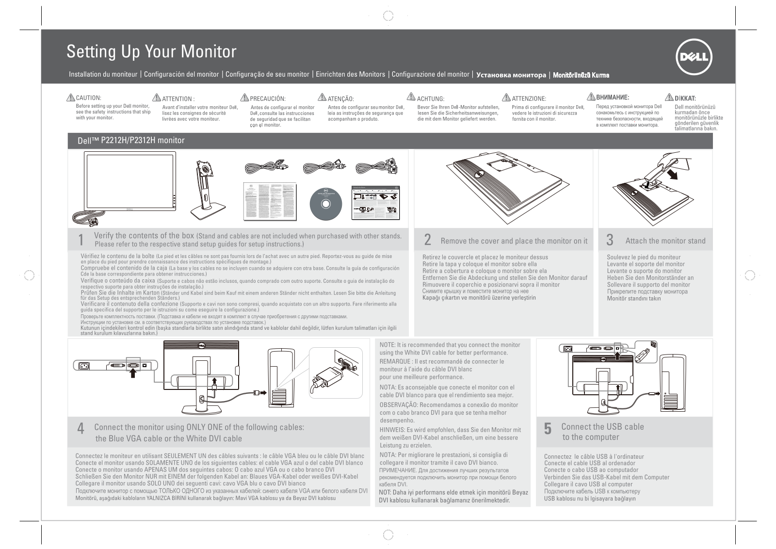 Dell P2212H Setup Diagram