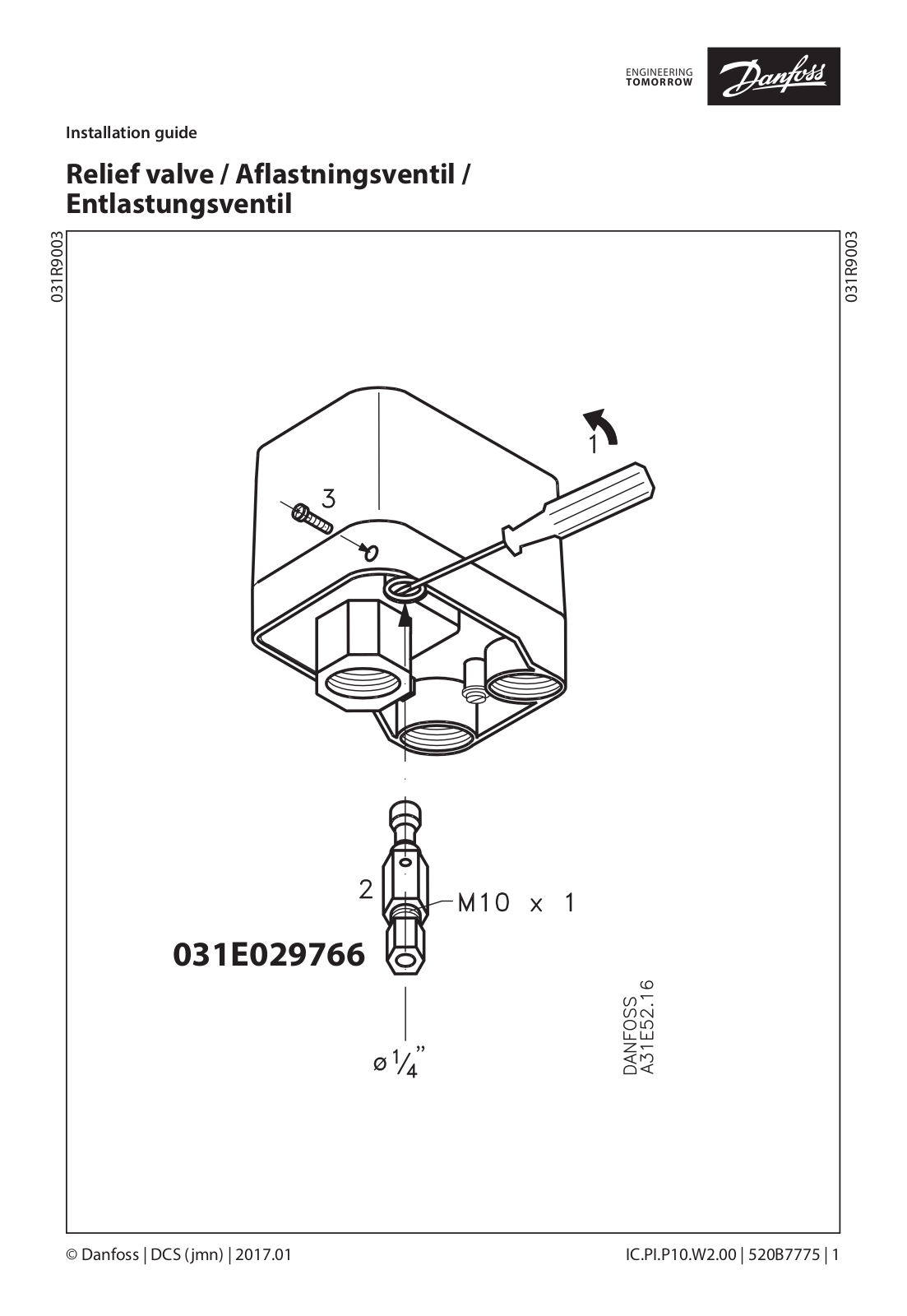 Danfoss Relief valve Installation guide