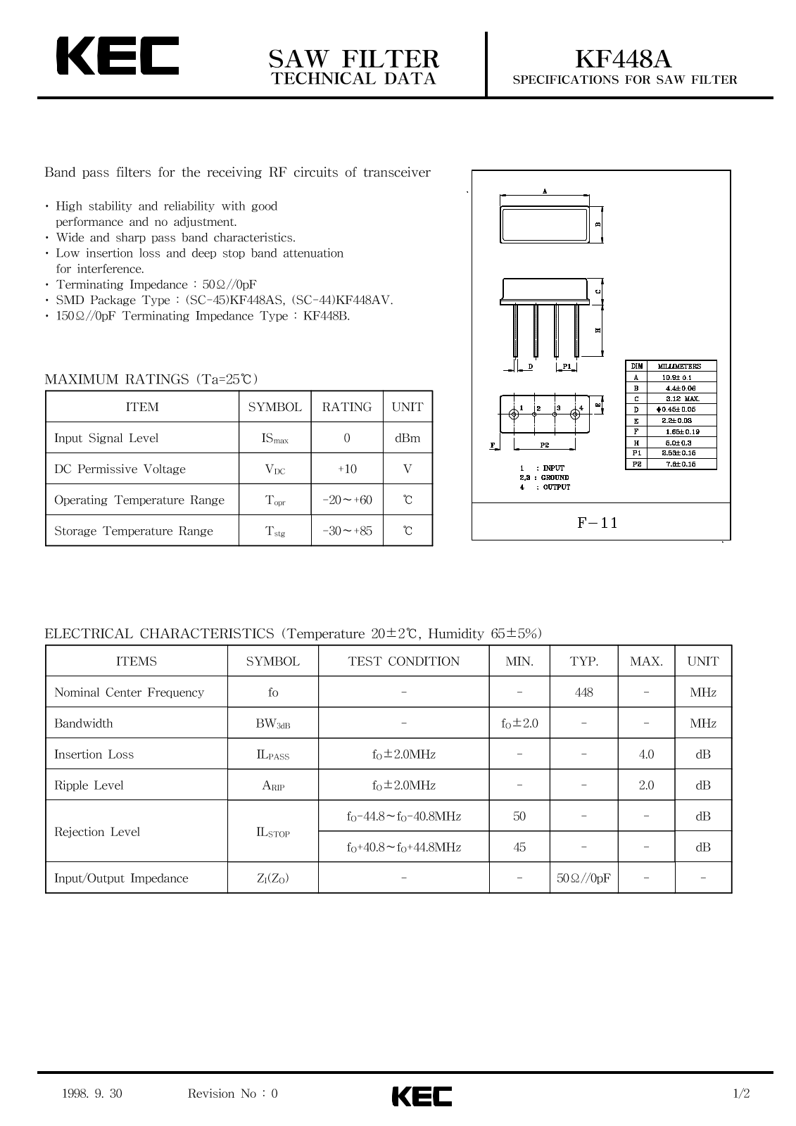 KEC KF448A Datasheet