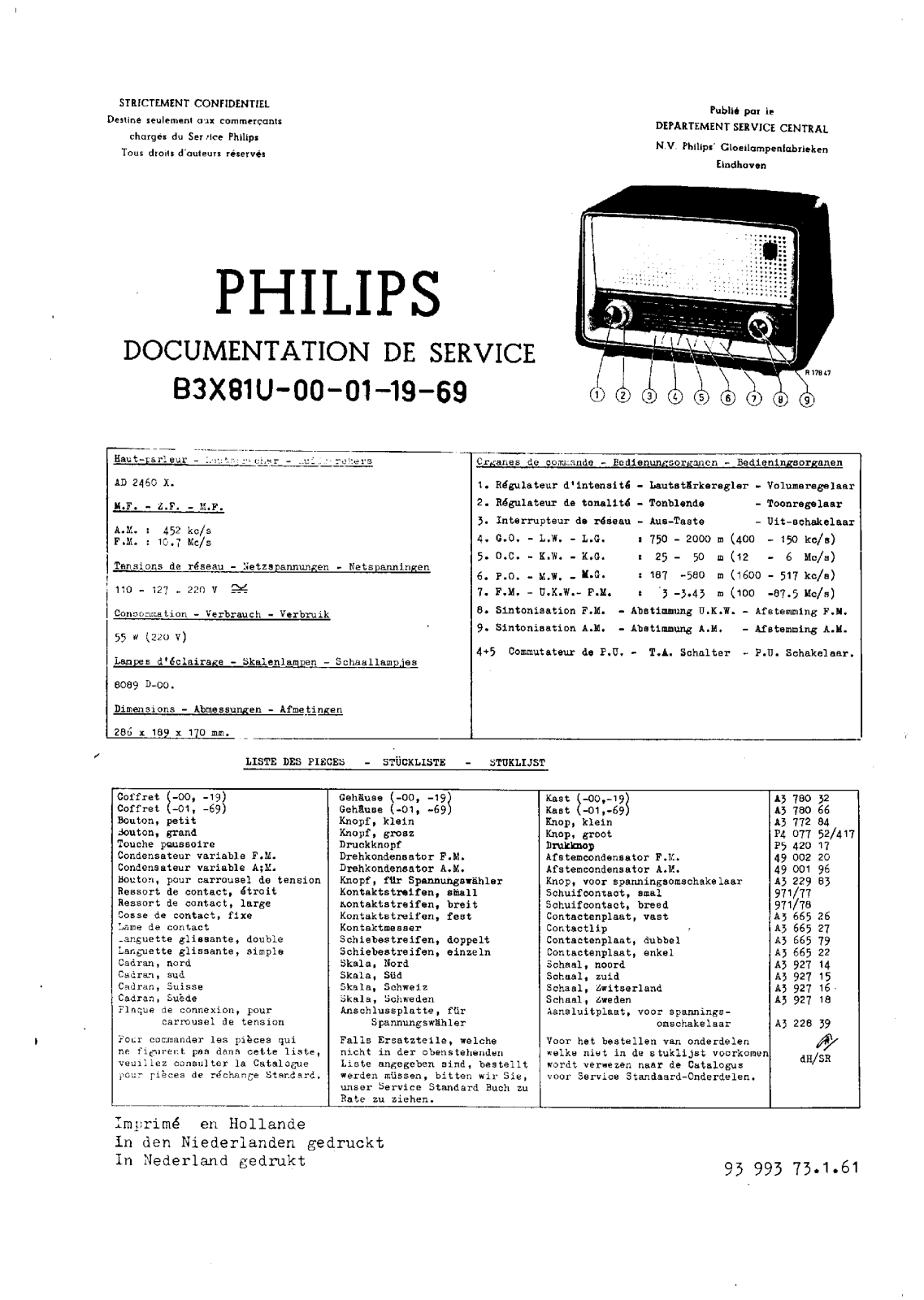 Philips B-3-X-81-U Service Manual