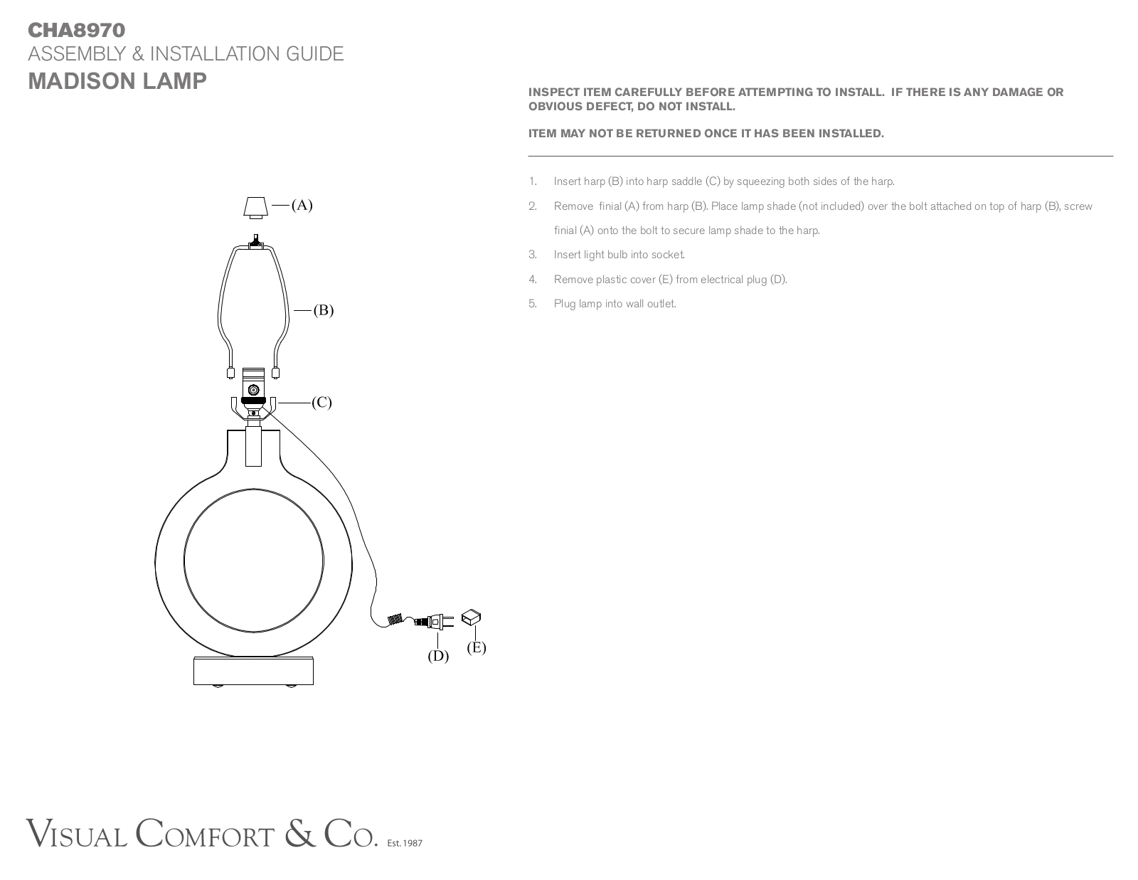 Visual Comfort CHA8970 Assembly Instruction - ManualMachine.com
