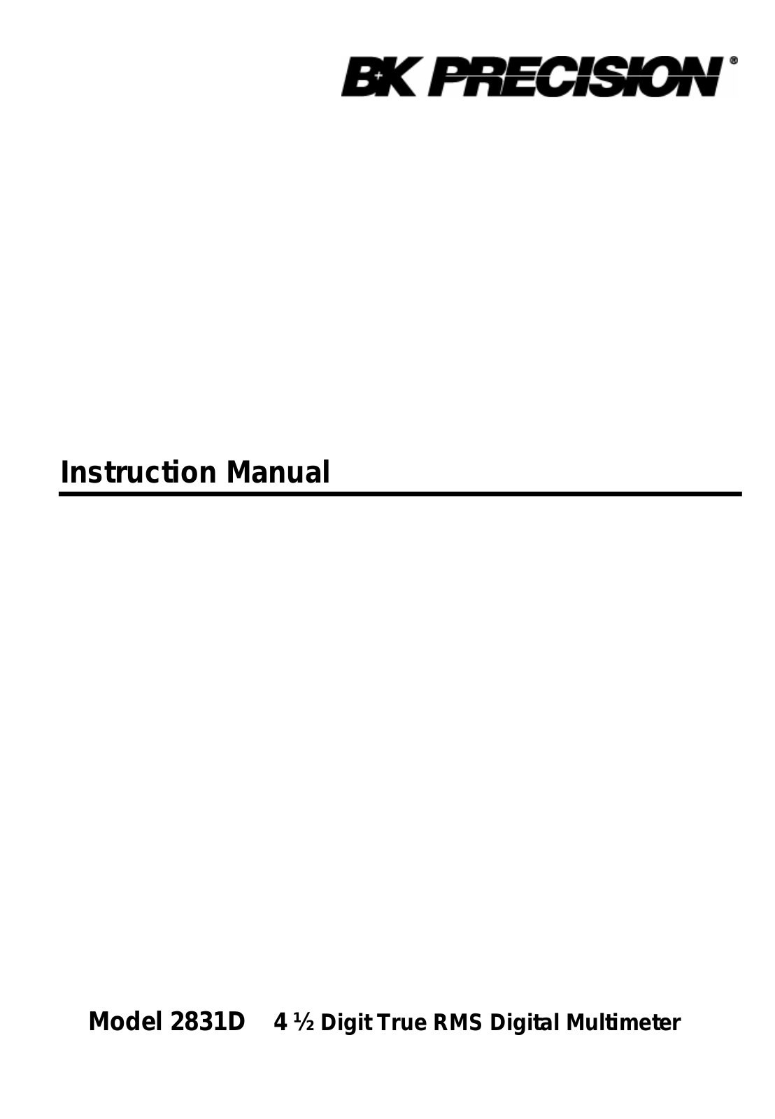 BK Precision 2831D User Manual