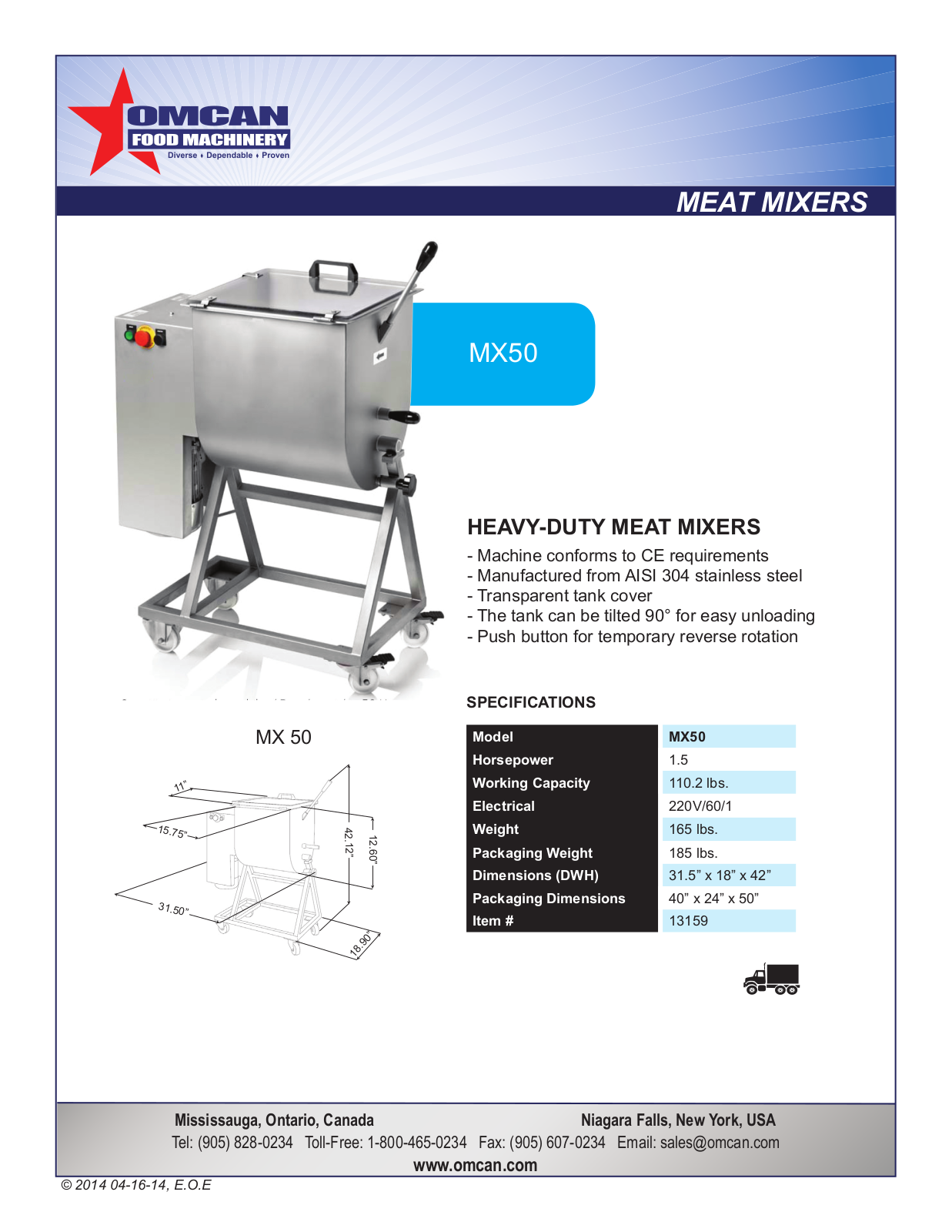 Omcan Food Machinery MX50 User Manual