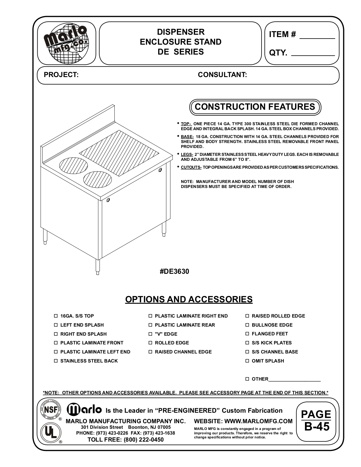 Marlo DE1233 User Manual